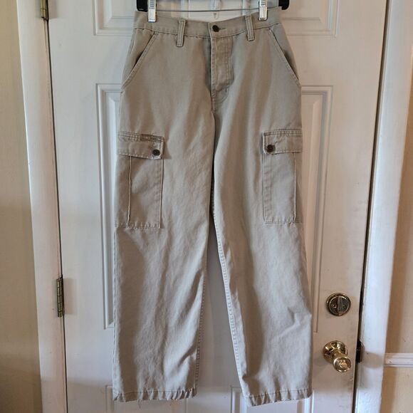 Vintage 90s Y2K L.E.I. Juniors Size 3 Tan Khaki Surplus Cargo Pants Made In USA - Picture 1 of 11